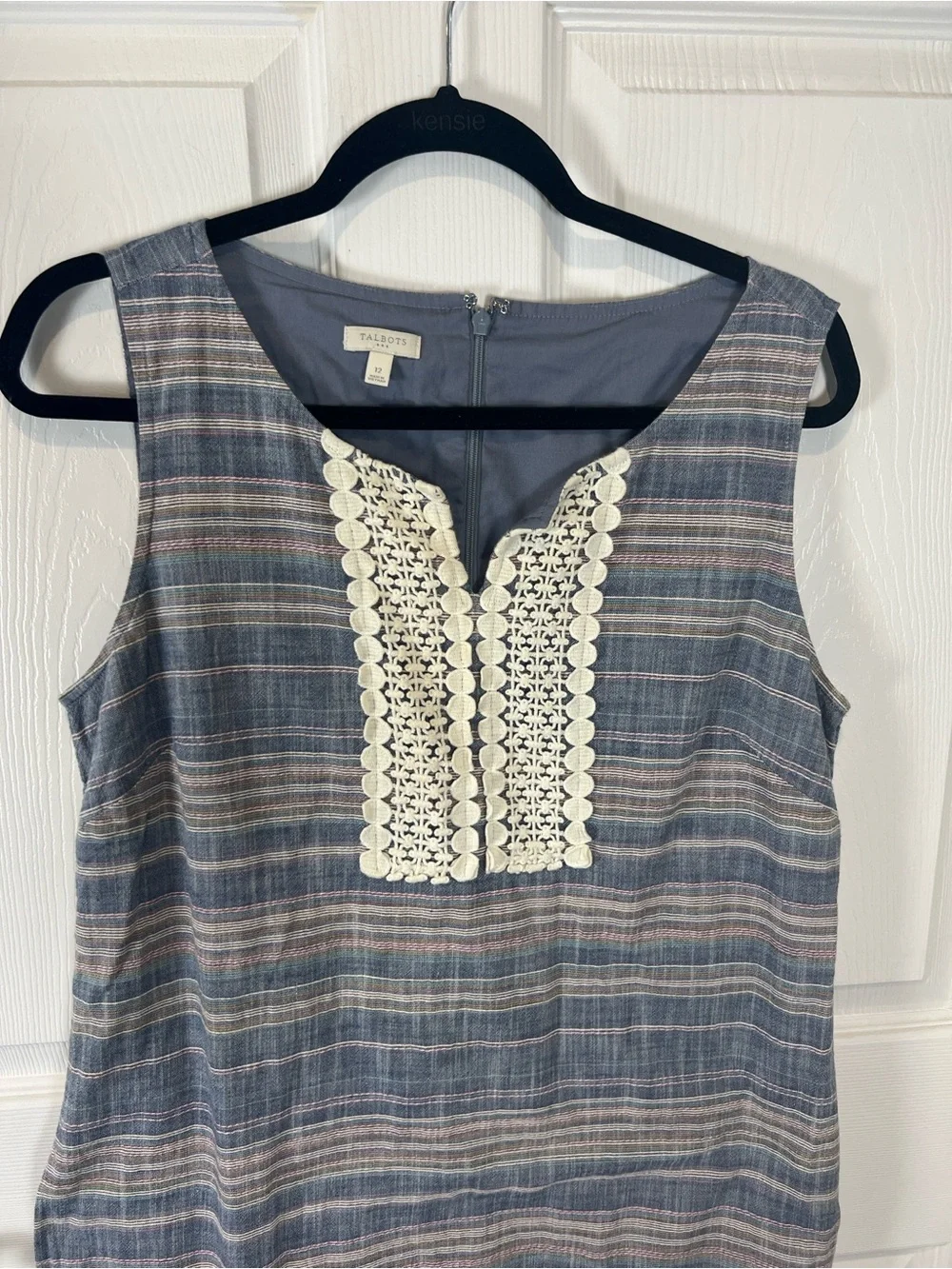 Talbots factory striped cotton sleeveless shift summer dress size 12